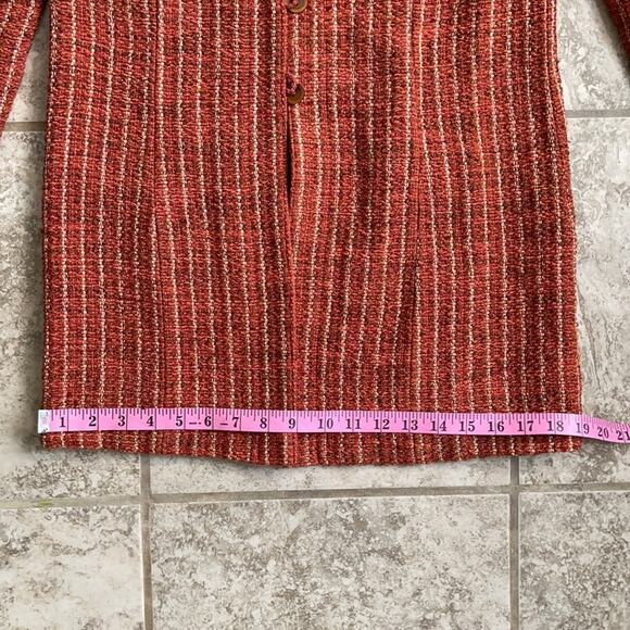 Zonda Nellis Tweed Woven art-to-wear Jacket button front Long Cardigan - Picture 12 of 16